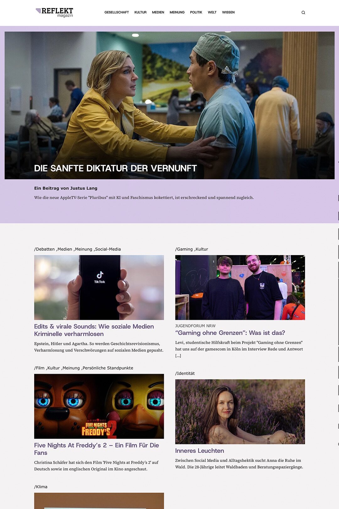 Screenshot der Seite von Reflekt